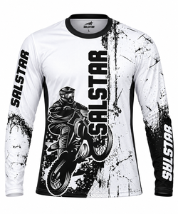 SALSTAR Men's Full Sleeve Motocross Jersey Sublimation Print Quick Dry <b>Motorcycle</b> Racing <b>Shirt</b> White Black Design - Product Image 3