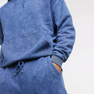 Conjunto Deportivo Azul para Hombre con Capucha, Sudadera de Manga Larga de Color Sólido y Pantalones Deportivos con Cordón, Corte Regular, Ropa de Otoño - Product Image 6