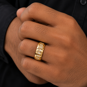 Anillo Clásico de Diamantes Cultivados en Laboratorio con Corte Redondo, Oro Amarillo de 18K/14K, DEF VVS, Anillos de Banda para Hombre con Diamantes en Racimo, Joyería Fina al por Mayor OEM - Product Image 2
