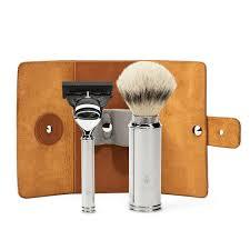 Kit de afeitado impermeable para el cuidado del cabello y la barba para hombres, con cepillo de afeitar y estuche de cuero portátil, juego de afeitado con estuche de cuero. - Product Image 2