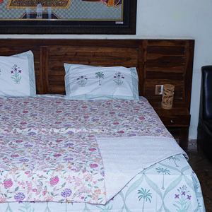 Vintage Floral Kantha Cotton <b>Quilt</b> Handmade Printed <b>Throw</b> Blanket Sofa Couch Cover All-Season Home & Hotel Use - Product Image 6