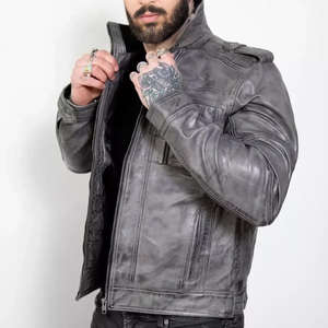 Nouvelle Veste en Cuir de Mouton Enduit Tendance Hiver 2026 avec Col Montant et Logo Frontal Imperméable et Respirante pour Homme - Product Image 2