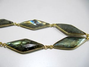Chaîne connectrice en labradorite naturelle, forme marquise fantaisie, taille 14x34mm, découpe laser, briolette - Product Image 2