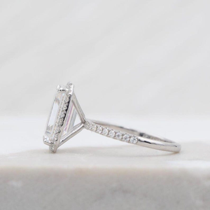 Radiant Emerald Cut Diamond Halo <b>Wedding</b> Gift <b>Ring</b> <b>Set</b> 925 Sterling Silver Jewelry <b>For</b> <b>Women</b> Elegant Bridal Party Wear <b>Ring</b> - Product Image 2