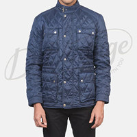 Veste matelassée bleu marine de qualité supérieure pour homme, coupe ajustée, multi-poches, rembourrée, classique, décontractée, fermeture éclair, manteau d'hiver