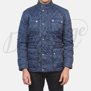 Chaqueta acolchada de hombre, color azul marino premium, con diseño de diamantes, múltiples bolsillos, corte ajustado, acolchada, clásica, informal, con cierre de cremallera, para invierno. - Product Image 3