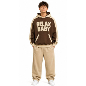 Sweat à capuche unisexe Relax Baby, coupe oversize, manches raglan, imprimé en relief, en coton French Terry, décontracté, pour l'automne, à prix bas - Product Image 3