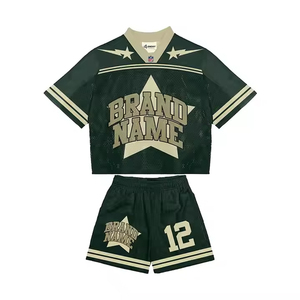 Ensemble personnalisé pour homme, été, deux pièces, chemise à col en V et short à cordon de serrage, léger, 100% polyester, séchage rapide, maillot de football américain - Product Image 2