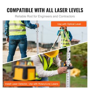 Bastone di Livellamento in Alluminio da 14 Piedi (4,27 m) a 6 Sezioni, Bilaterale, Scala 1/10, Strumento di Misurazione - Product Image 6