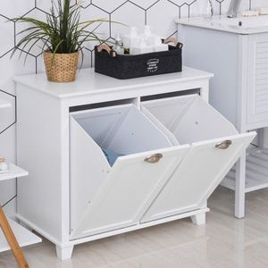 Mobiletto Bianco Ribaltabile per la Raccolta dei Biancheri, Organizzatore per il Bagno con Caratteristiche Principali - Product Image 5