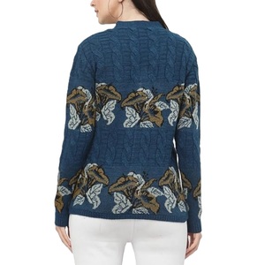 Women's V-Neck Solid Computer Knit Full Sleeve <b>Covered</b> <b>Button</b> Front Casual Winter 100% Acrylic Anti-Pilling Breathable - Product Image 4