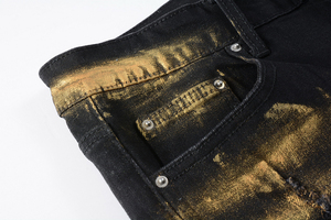 Jeans de mezclilla Y2K desgastados con pedrería, estilo vintage, lavados, ajuste skinny, holgados, streetwear, apilados, estilo biker, elásticos, para 4 estaciones - Product Image 6