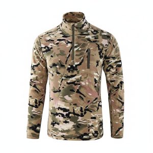 Tactical Men's Camouflage Fleece Hunting <b>Jacket</b> Quarter-Zip Thermal Outdoor Pullover Style Warm Mid-Layer Coat - Product Image 2