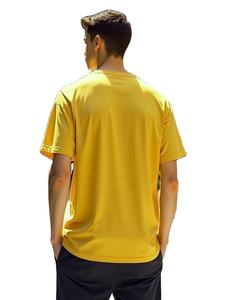 T-shirt Homme 100% Coton Jaune Uni Col Rond Streetwear Personnalisé Coupe Oversize Épaules Tombantes Épais et Respirant - Product Image 5