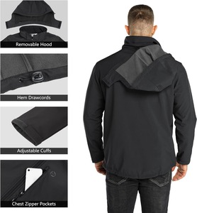 Custom Men <b>Winter</b> Quilted <b>Waterproof</b> Windproof Canvas Nylon <b>Jacket</b> with Stand Collar Breathable Outdoor Rain Protection - Product Image 4