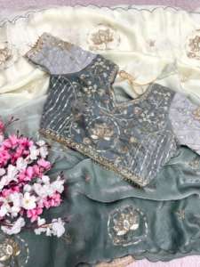 Sari tradicional de seda suave Fandy con bordes con trabajo de butta de gorrión y detalles de sari por toda la prenda, ideal para fiestas y Diwali. - Product Image 2