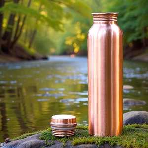 Pure Hammered Plain Copper Anti-corrosion Coated Portable Water <b>Bottle</b> Ayurvedic Drinking <b>Bottle</b> Healthy Hydration Yoga Wellness - Product Image 5