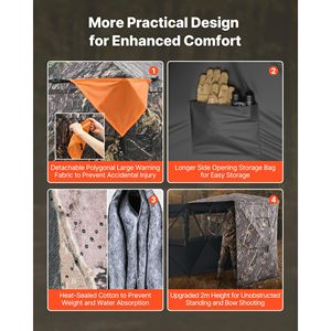 Tenda Termica Portatile per 2-3 Persone, Resistente, Mimetica, per Caccia agli Uccelli Acquatici, con Sedia a Tre Gambe e Borsa per il Trasporto - Product Image 5