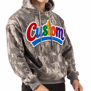 Wholesale Men's Distressed Tie Dye Pullover <b>Hoodies</b> With Camouflage Pocket Design USA Camo <b>Oversized</b> <b>Lounge</b> Private Label Supply - Product Image 1