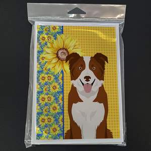 Lunatique Été Tournesols Rouge Blanc Border Collie A7 Taille 5x7 Cartes De Voeux Vierges Pack 8 Y Compris Enveloppes et Cartes De Notes - Product Image 3