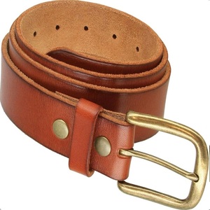 เข็มขัดหนังแท้ 100% วินเทจ ทำมือ สีน้ำตาลสไตล์เรโทร หัวเข็มขัดโลหะผสมแบบกว้าง สวมใส่สบาย - Product Image 6