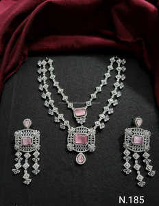 Double Layer <b>Silver</b> Plated Ethnic American Diamond Flower Shape Design <b>Necklace</b> <b>Set</b> Earring Luxury Wedding Party Jewelry <b>Sets</b> - Product Image 4