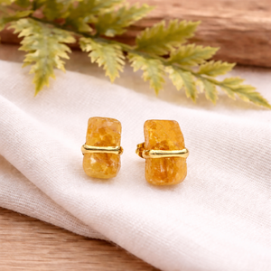 Raw Garnet <b>Stud</b> <b>Earring</b> Center Bezel <b>Set</b> Handmade Natural Gemstone January Birthstone Jewelry Gift for Women - Product Image 5