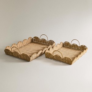 Best selling handweave rattan <b>tea</b> <b>tray</b> kitchen accessory natural storage <b>trays</b> for serving - Product Image 6