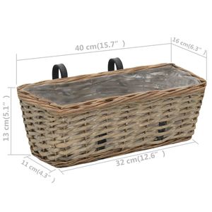 Fioriera da balcone in vimini in 2 pezzi con fodera in PE 15.7 \ "fioriere e fioriere - Product Image 6