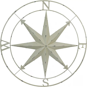 Nautical Zinc Finished Metal <b>Compass</b> Rose Wall Hanging for Indoor Outdoor Decor <b>Vintage</b> Maritime Wall Art - Product Image 1