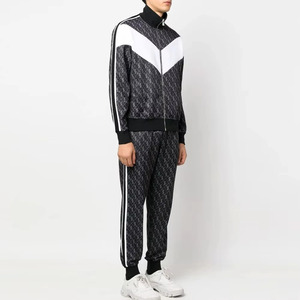 Men's Color Blocking Tracksuit Set Zip Up Jacket Patterned Two <b>Piece</b> Sporty Outfit Breathable and Outdoor Fashion - Product Image 2