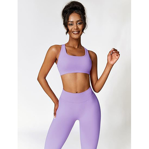 Ensemble de yoga pour femme Collection Capsule, tons neutres pastel profonds, soutien-gorge de sport, leggings taille haute, design à motifs modulaires, nylon et élasthanne - Product Image 5