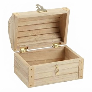 Boîte à bijoux en bois non finie personnalisée, petite, en gros, coffre de rangement antique en bois de Paulownia avec fermoir pour artisanat DIY et boîte cadeau - Product Image 1