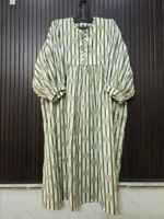 Robe de club en coton à rayures vertes et blanches, imprimé soleil, manches longues, style modeste, longueur ras du sol, écologique, respirante, pour la plage