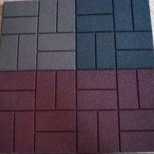 Baldosa de Caucho Moderna con Patrón de Ladrillo Multicolor Reciclado de 25 mm para Pisos de Seguridad - Product Image 1