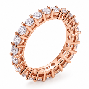 925 Sterling Silver Moissanite Eternity Band <b>Ring</b> 18K Gold Plated Rhodium Plated <b>Cushion</b> Cut Prong Set <b>Wedding</b> Jewelry for Women - Product Image 6