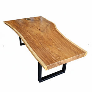 โต๊ะอาหารไม้ซัวร์ลายแปลกตาคุณภาพสูง ขอบไม้ธรรมชาติ ขาโลหะ งานฝีมือที่ยั่งยืน หน้าโต๊ะไม้แผ่นเดียว สำหรับตกแต่งบ้าน ขายส่ง - Product Image 4