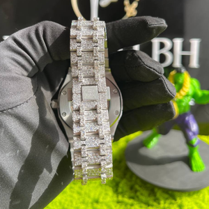 Montre automatique de luxe entièrement sertie de moissanite, boîtier carré en acier inoxydable, saphir, étanche, cadran arabe - Product Image 2