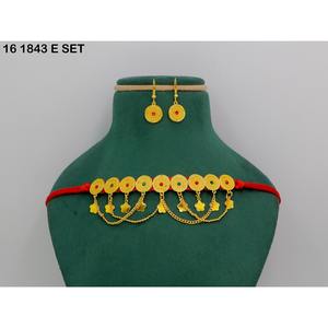 Gold Plated Brass Islamic Religious Jewelry Set for Women-Classic Stylish Design Engagement <b>Wedding</b> Eid Imitation Jewelry Sets - Product Image 1