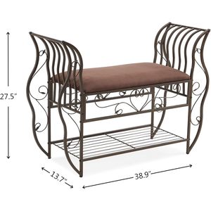 Mueble Zapatero Acolchado Estilo Victoriano Marrón con Almacenamiento de MDF Antipolvo para Pasillo, Sala de Estar y Dormitorio - Product Image 2