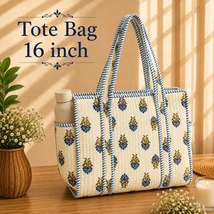 Luxury cottan Tote Bag Women <b>Large</b> Capacity Shoulder Handbag Soft Quilted Fashion <b>Purse</b> Eco Friendly Lightweight Summer Custom - Product Image 4