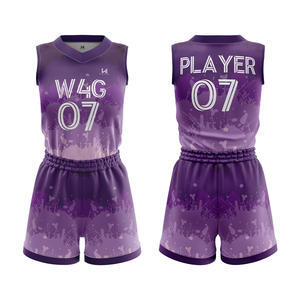 Conjunto de Uniforme de Baloncesto Personalizado para Mujer, Transpirable, con Estampado por Sublimación, Tela de Secado Rápido de Alta Calidad, Cuello en V, Tallas Grandes - Product Image 3