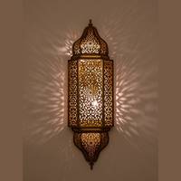 Lámpara de Pared de Latón Marroquí Árabe de Lujo al por Mayor, Diseño Intrincado Recortado, Hecha a Mano, Decoración para el Hogar de Pascua y Navidad