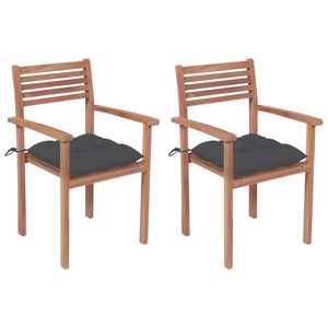 Set di 2 Sedie da Giardino in Legno Teak Antracite e Poliestere - Product Image 1