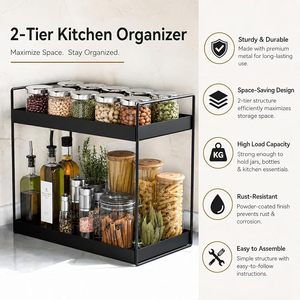 Estante de Almacenamiento de Metal Negro de 2 Niveles, Organizador Minimalista para Sala de Estar - Product Image 6