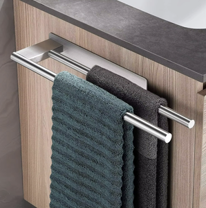 Self <b>Adhesive</b> Stainless Steel Hand Towel Holder Wall Mounted for Kitchen Cabinet & Bathroom Modern No Drill Towel Rack <b>Hook</b> - Product Image 4