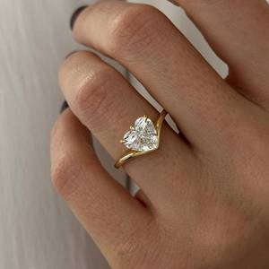 2 Carat Heart Shape Unique Solitaire <b>Ring</b> , Nested Lab Grown <b>Diamond</b> Engagement <b>Ring</b> , IGI Certified - Product Image 1