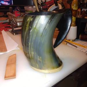 Buffalo Horn Eco-Friendly Handmade <b>Drinking</b> Mug with <b>Stand</b>-Traditional Nordic Folk Art Beverage Set - Product Image 5