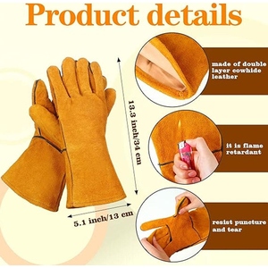 Gants de soudure en cuir de vachette résistants à la chaleur, à l'abrasion et au feu, pour la forge, l'entrepôt et les opérations de lutte contre les incendies - Product Image 2
