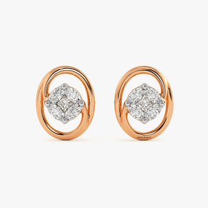 Minimalist Geometric Princess Cut Labgrown Diamond <b>Stud</b> Earrings Rose Gold Elegant Wedding Daily Wear 10K 14K 18K 925&935 <b>Silver</b> - Product Image 2